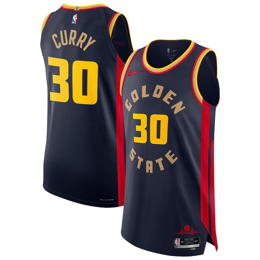 Men Golden State Warriors #30 Stephen Curry Nike Navy City Edition 2024-25 Authentic Player NBA Jersey->->NBA Jersey